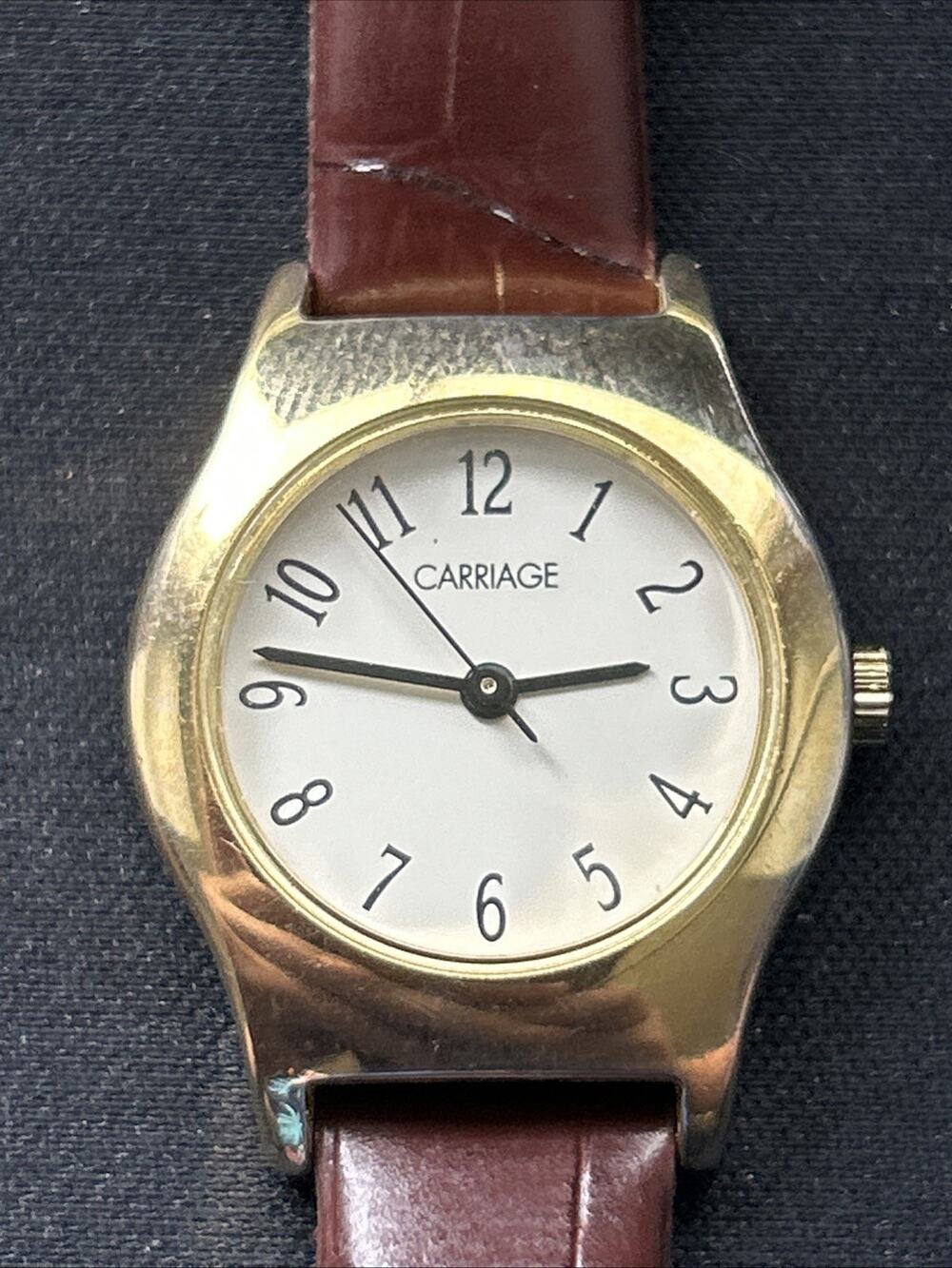 Carriage Gold Tone White Dial Women’s Quartz Watch
